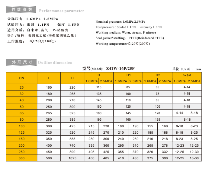 埃美柯不銹鋼法蘭閘閥外形鏈接尺寸