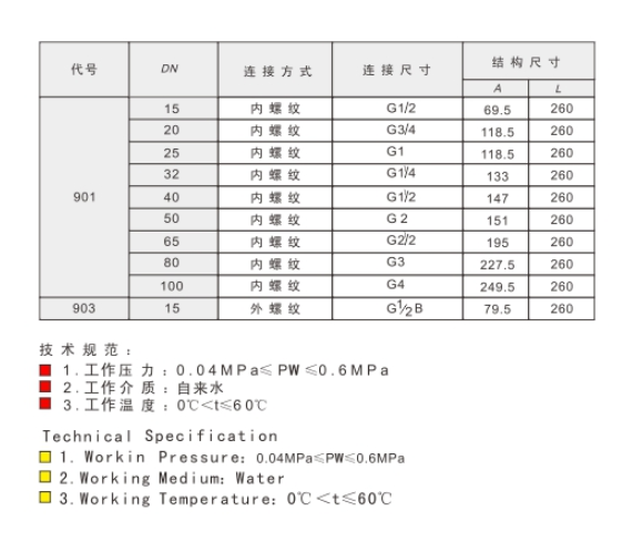 埃美柯黃銅絲口浮球閥尺寸圖