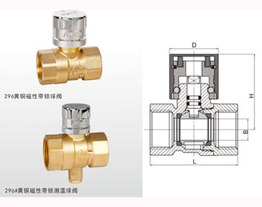 埃美柯黃銅磁性帶鎖（測(cè)溫）球閥296A